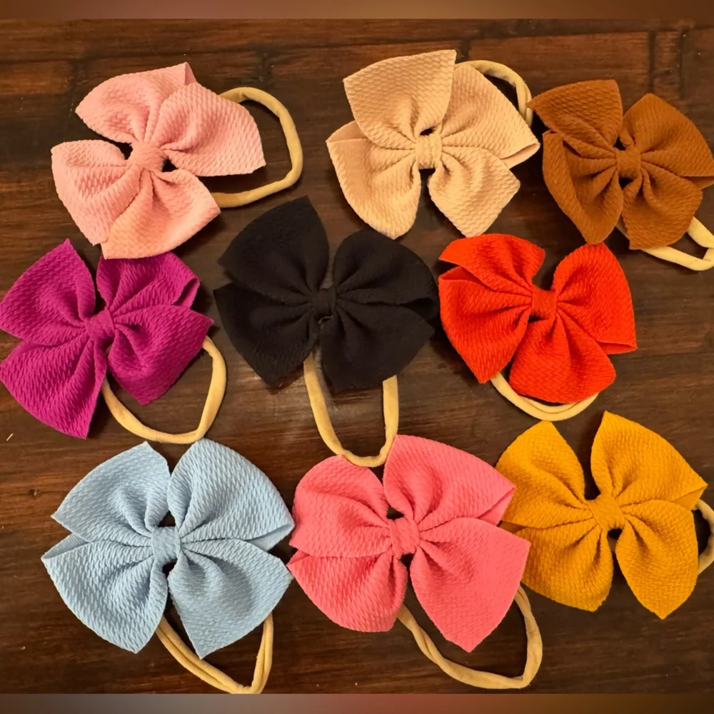 Colorful Bow Hair Ties Set for Kids girls infant toddler bows 9 total